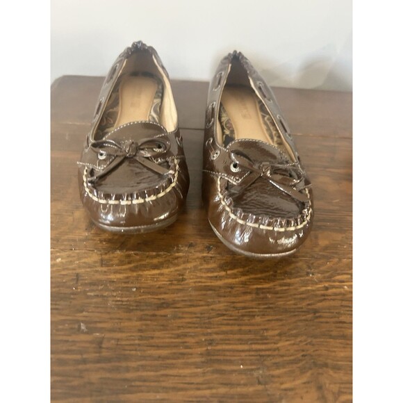 Sperry Topsider Patent Leather Brown Boat Shoes Loafers Women’s Size 7 Slip On - Picture 2 of 6